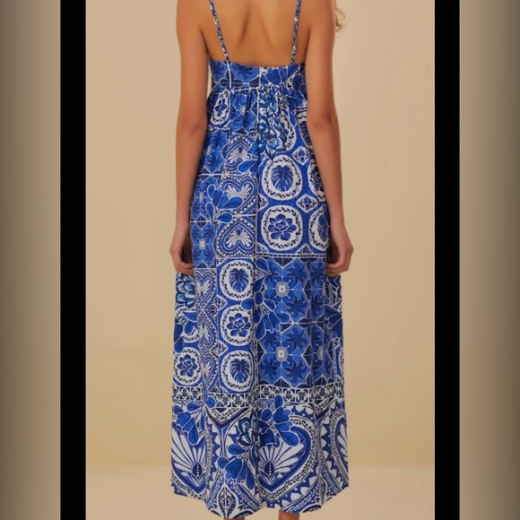 FARM Rio “Tile Dream” Blue and White Patterned Maxi Dress in XS - Picture 2 of 6